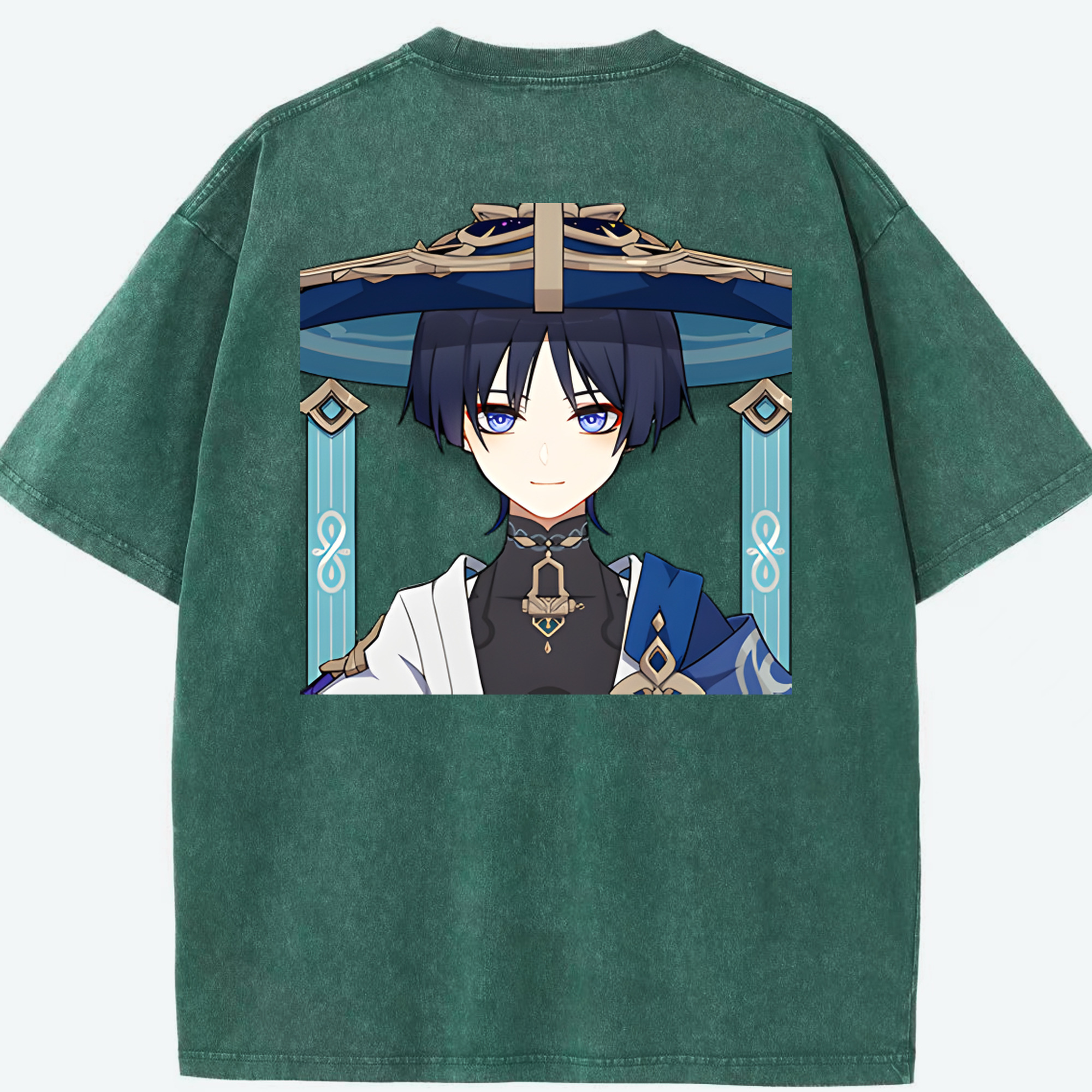 げんし神 さんペい genshin Sanpei 綿100% ヴィンテージ風 半袖Tシャツ（背面プリント）